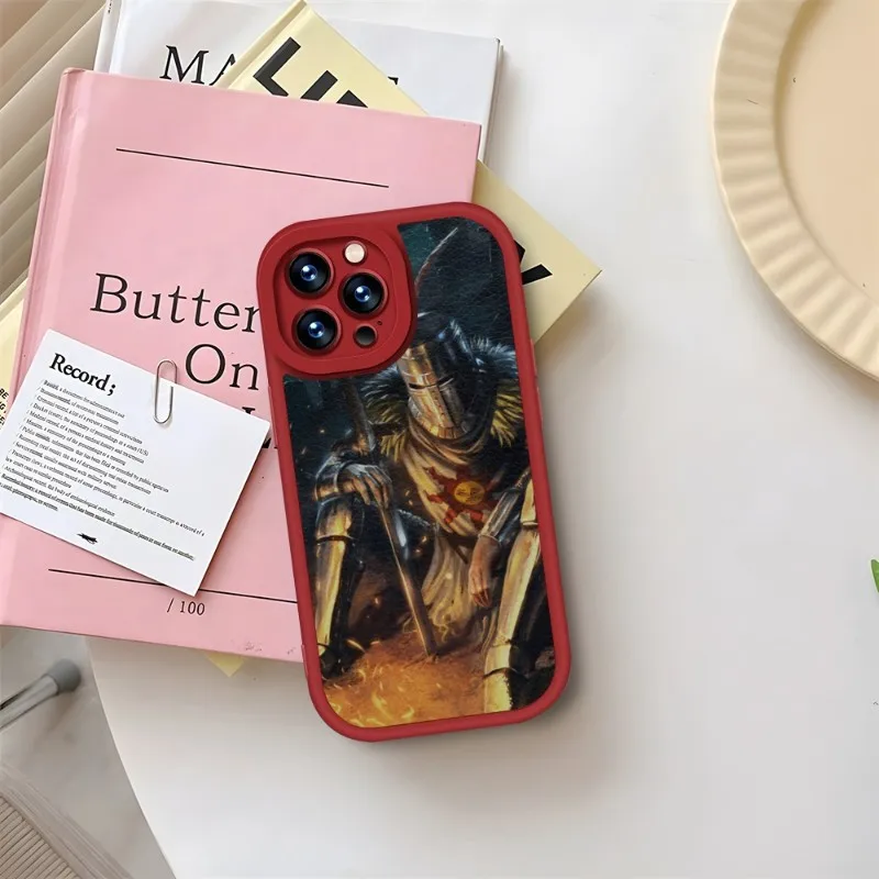 Praise The Sun Dark Souls Phone Case Red For IPhone 11 13 14 12 Pro Max Mini Xs X Xr 7 8 Plus SE2020 Leather Silicone Coque