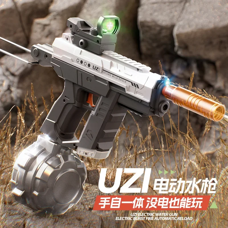 UZI children's color light manual integrated water gun, automatic water-absorbing continuous shooting water gun, Christmas gift