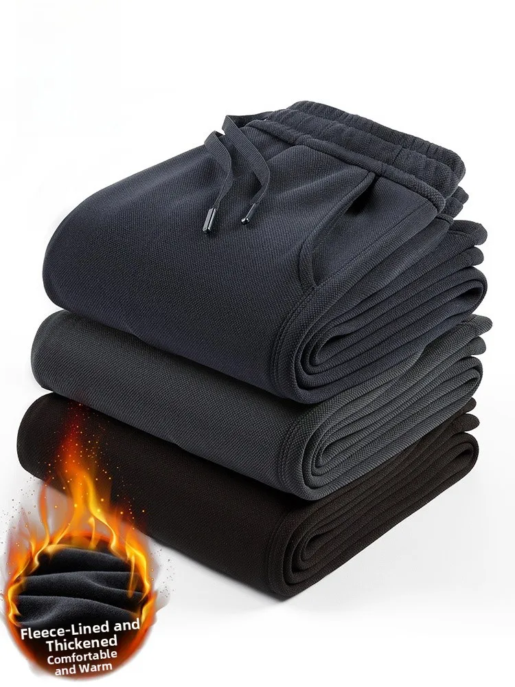 

Rn Men's Outdoor Casual Pants Fce Lined Thiened Straight Leg Loose Fit Long Trousers Winter Warm Polyester Blend