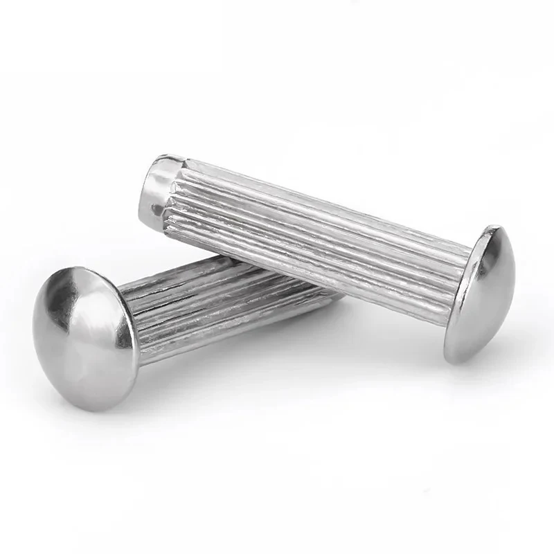 

304 Stainless Steel Knurled Nameplate Rivets / Round Head Solid Rivets with Straight Knurl Body (M2-M6)