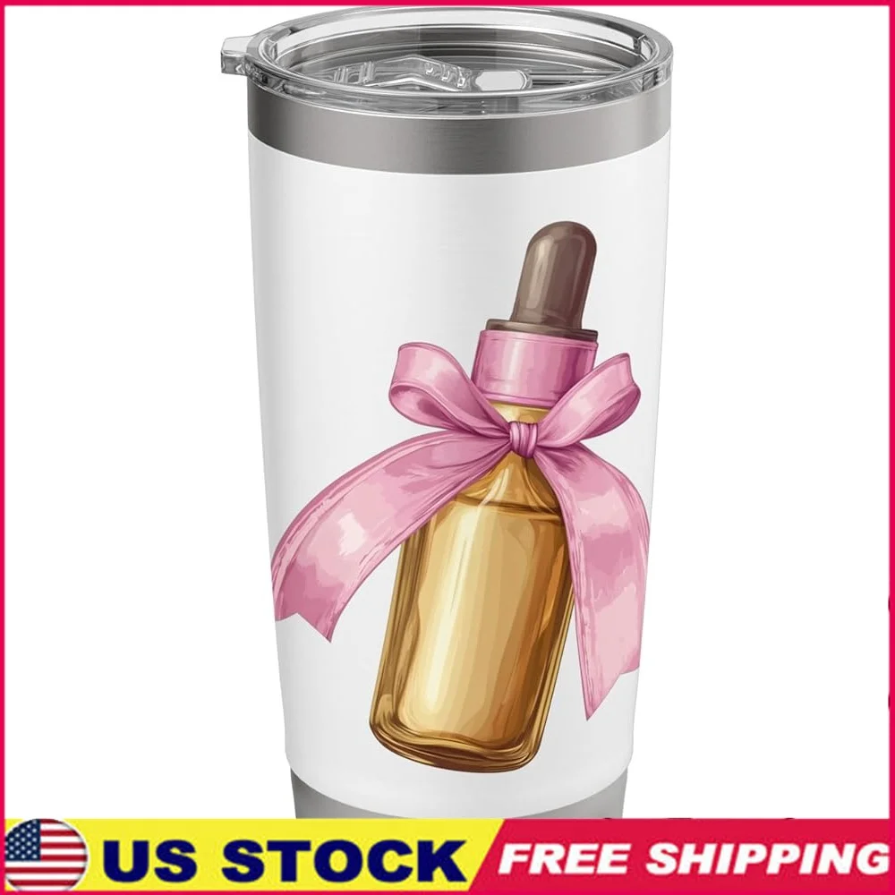 

Coquette Bow Essential Oil Tumbler Stainless Steel Insulated Bottle Moms Girls Leak Proof Lid Hot Cold Drinks