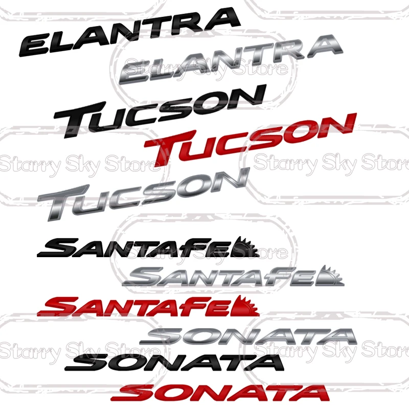 Para elantra tucson santa fe sonata letras emblema i30 i10 i20 ix25 ix35 n linha carro metal emblema logotipo corpo decalques adesivo traseiro