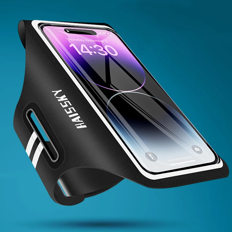 HAISSKY Clear View Running Sport Armbands For iPhone 15 14 13 12 11 Pro Max XR XS 7 8 Plus Phone Arm Band Case For Xiaomi 13 12