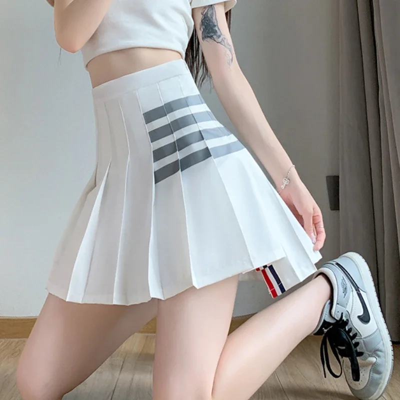 Korea Style Fashion Black Pleated Skirt for Girls Grey A Line High Waist Y2k Mini Saias Casual Women's Skirt Spring Summer