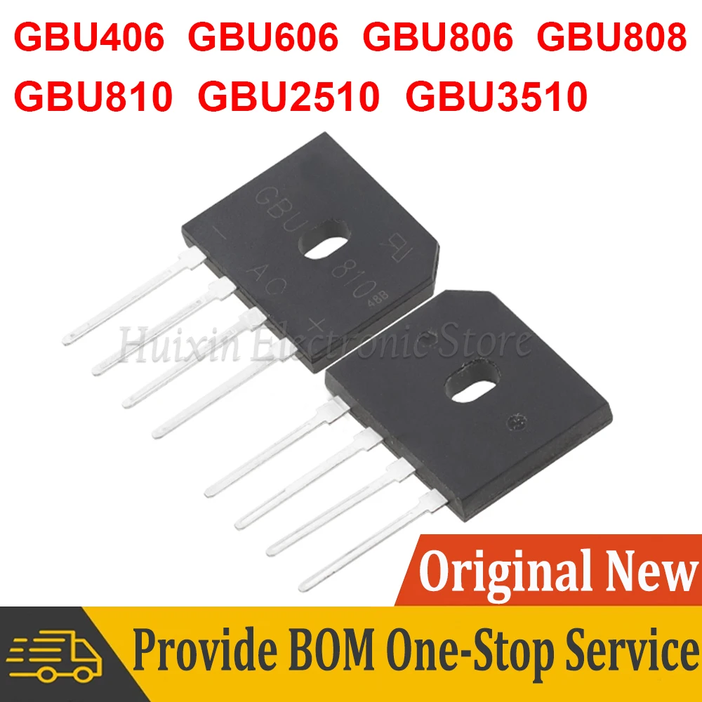 

5pcs GBU406 GBU606 GBU806 GBU808 GBU810 GBU2510 GBU3510 Bridge Rectifiers