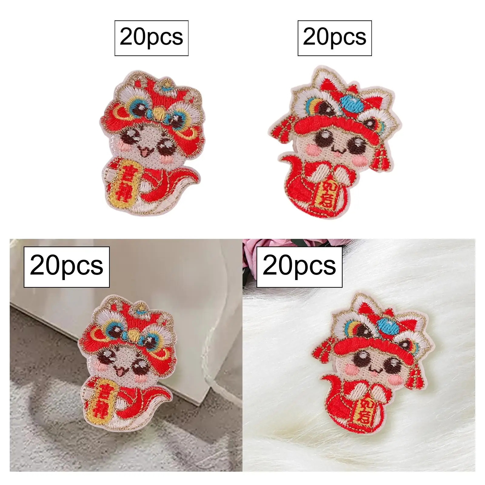 20Pcs Chinese New Year Hair Clips Lovely Embroidery Snake Headpiece for Carnival