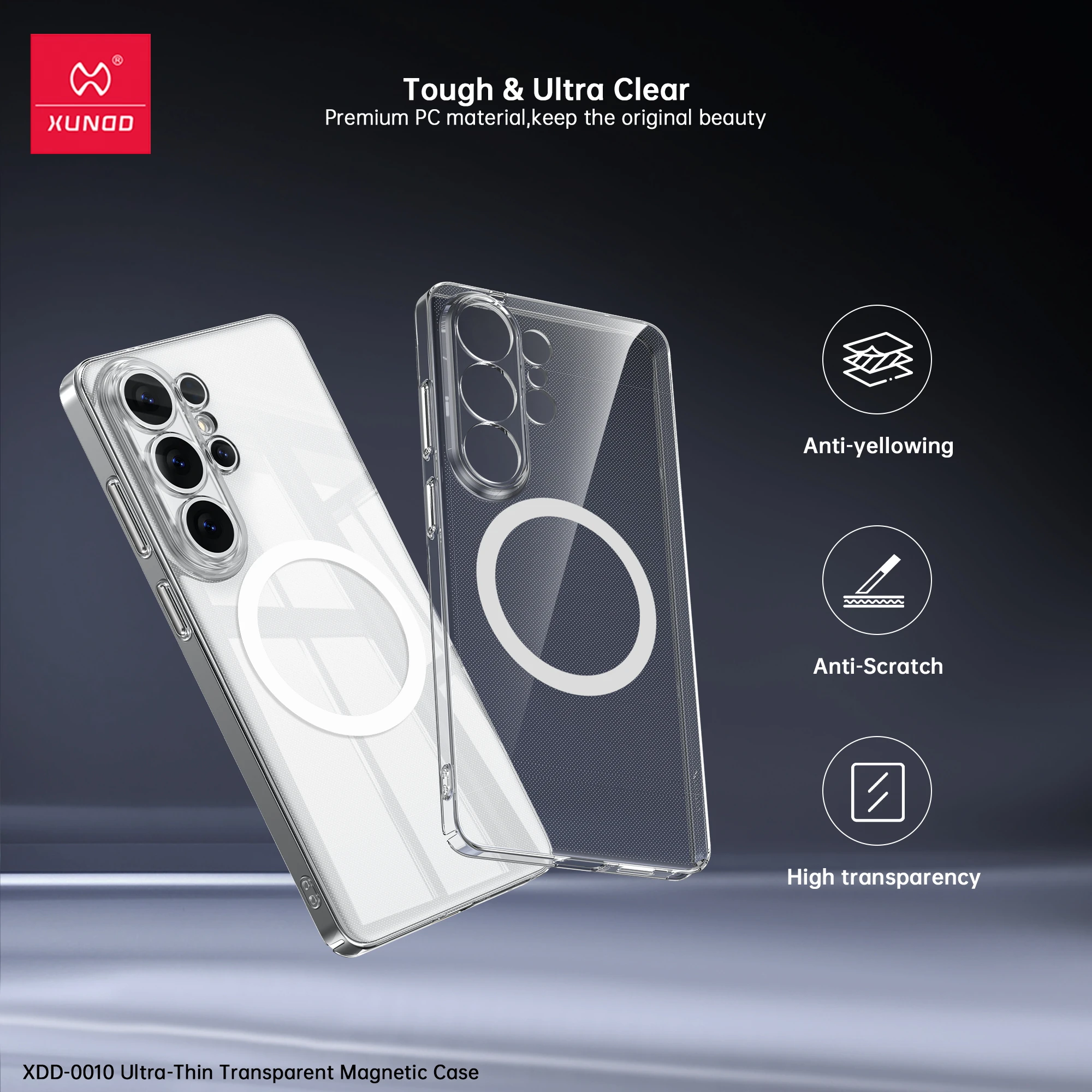 XUNDD Case For Samsung Galaxy S26 Ultra, Magnetic Ultra Clear PC Cover with Lens Protection, Thin & Lightweight Shockproof Shell