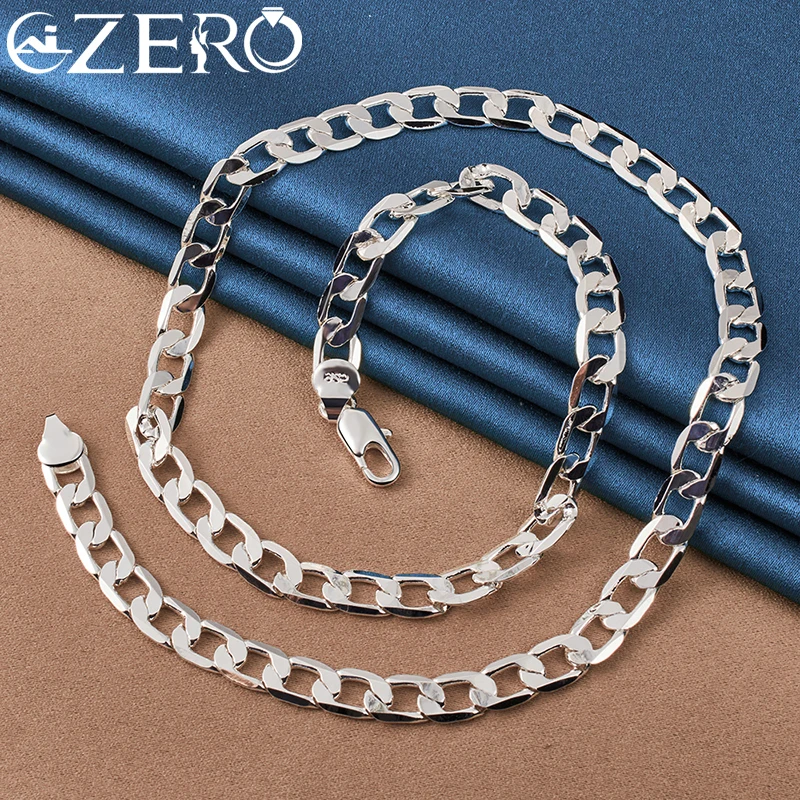 925 Sterling Silver Necklace For Men's 16/18/20/22/24 Inch 8MM Flat Chain Women Wedding Engagement Party Fashion Charm Jewelry