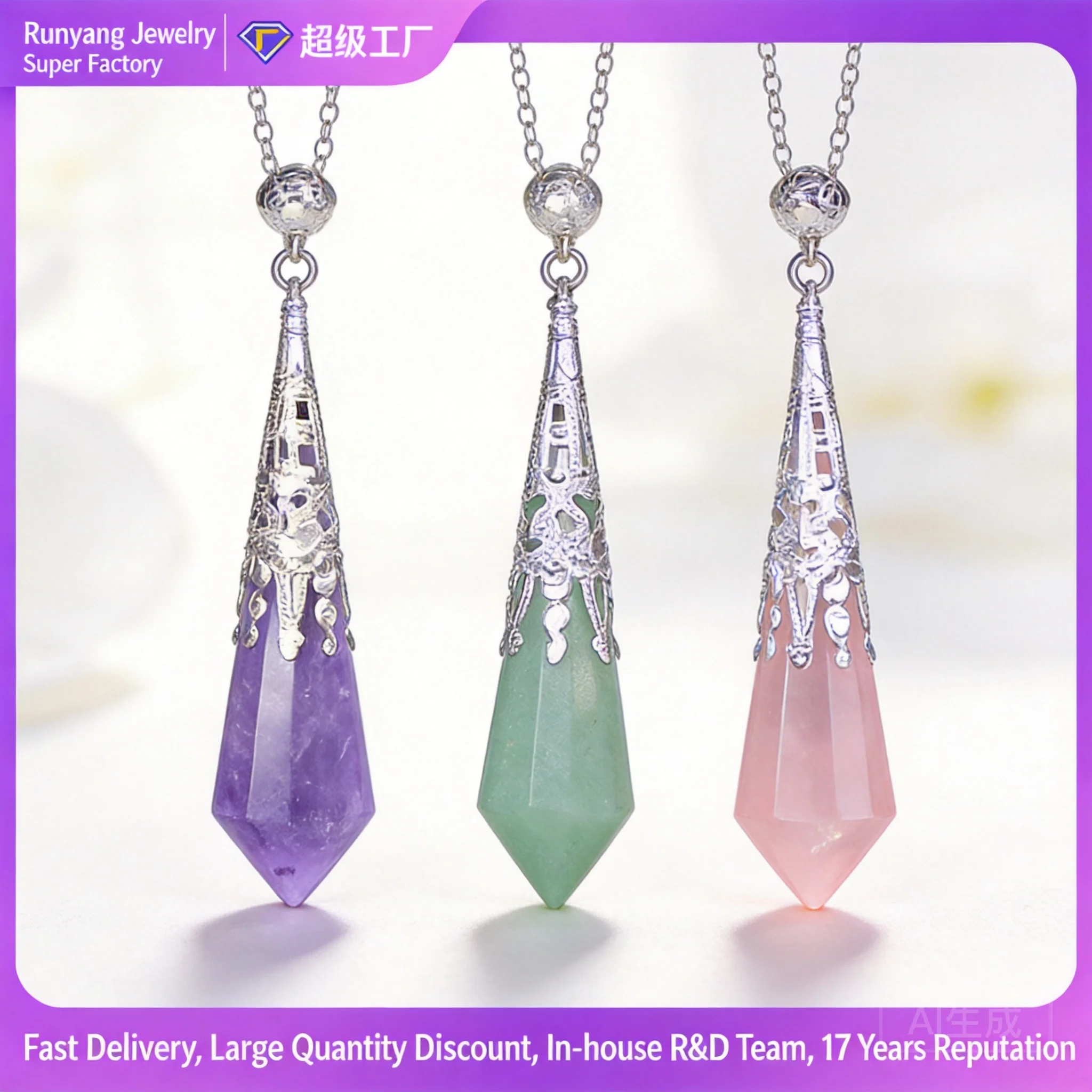 Natural Crystal Pendulum Pendant 12 Faceted Polyhedral Prism Spiritual Divination Healing Necklace Charm Jewelry Wholesale 2026