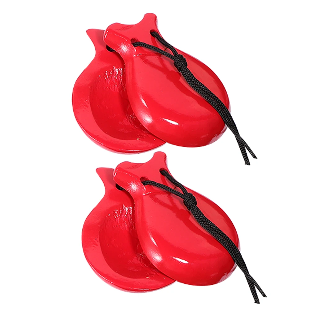Castañuelas de madera, instrumentos de percusión pequeños, juguetes de ritmo Musical español, dedo para niños