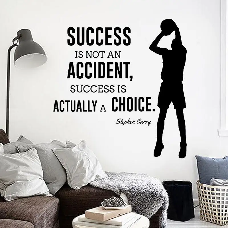 Famous Star Decal Basketball Wall Decal Success Is Not Accidental Motivational Phrase Decal Home Boy Room Decoration Sticker L17
