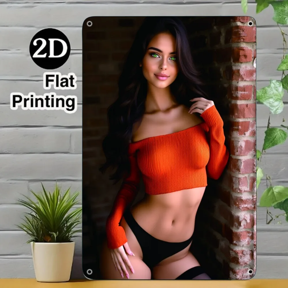 لافتة فنية جدارية معدنية عتيقة مقاس 8 × 12 بوصة - ديكور ريترو مطبوع مسطح ثنائي الأبعاد للمنزل والمقهى والمرآب في الهواء الطلق وحفلات الشاطئ والذكرى السنوية