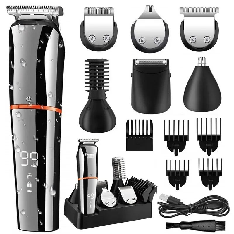 Original kemei digital display all in one hair trimmer for men eyebrow beard trimmer electric hair clipper grooming kit haircut