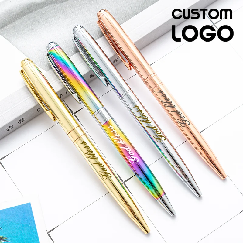 

Creative Electroplated Metal Ballpoint Pen Customized Logo Commercial Advertising Pen Teacher Gift Stationery Office Accessories