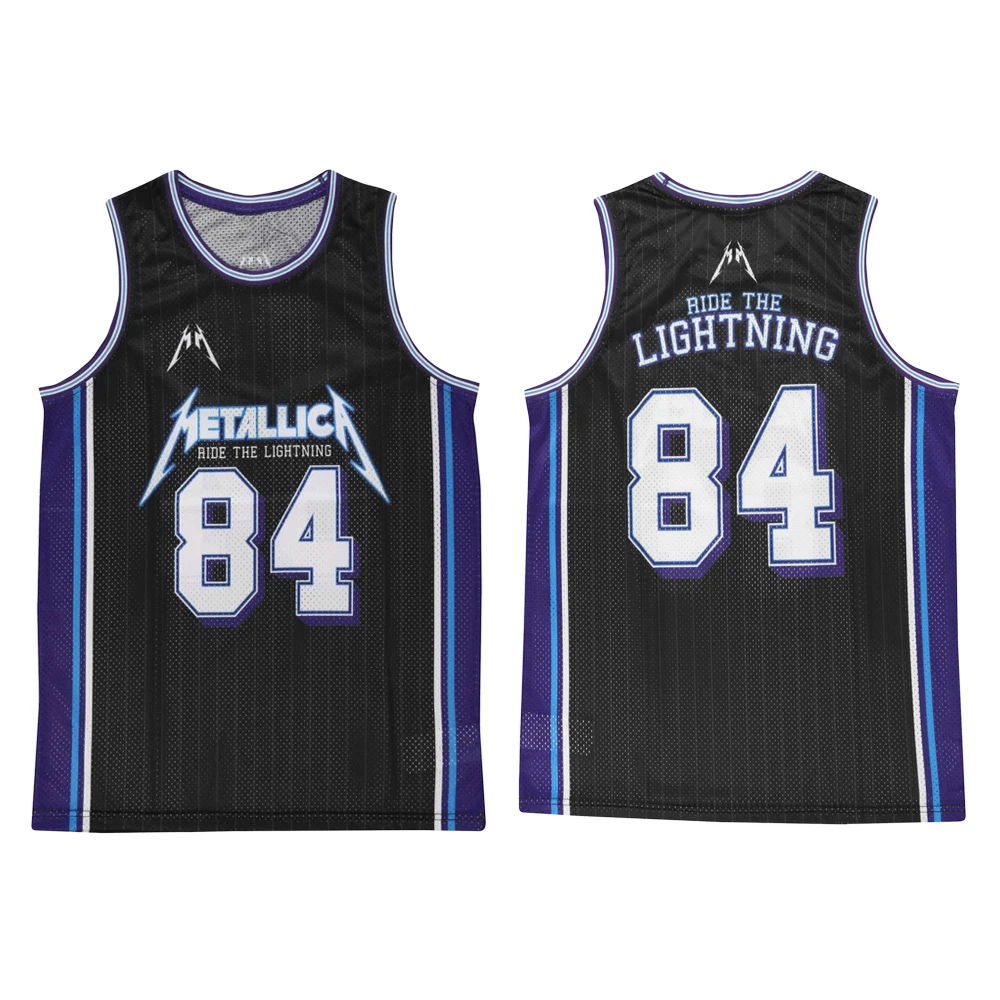 2026 American Heavy Metal World Tour Metallica lightning Basketball Jersey Trendy Casual Street Sleeveless Shirt Family Matching