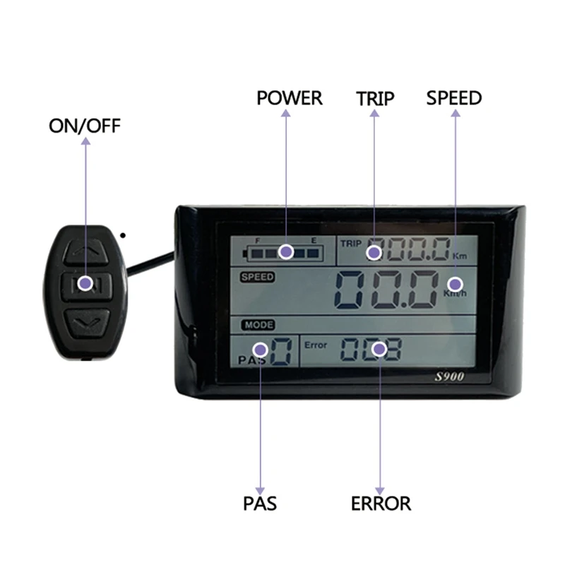 LCD S900 Display Control Panel 5 Pin SM Waterproof Pulg Match JN Controller 24V36V48V For Electric Bike Replacement Kit