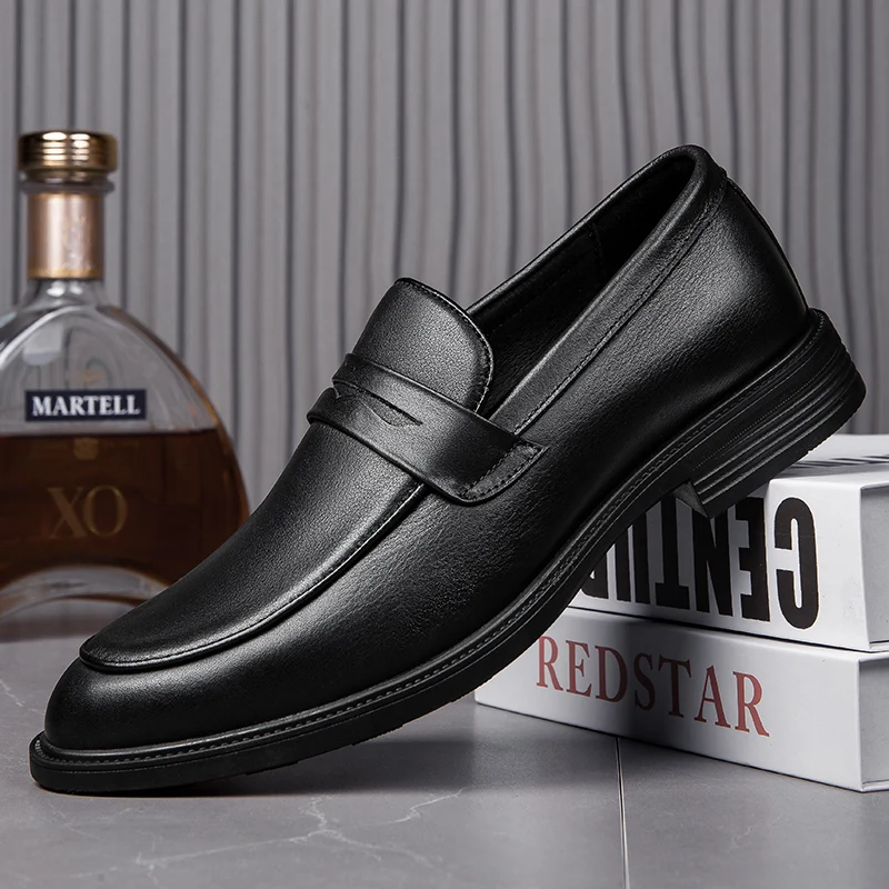 Zapatos de cuero genuino para hombre de la marca Monstceler, mocasines de ocio de estilo británico, zapatos cómodos resistentes al desgaste de fondo suave