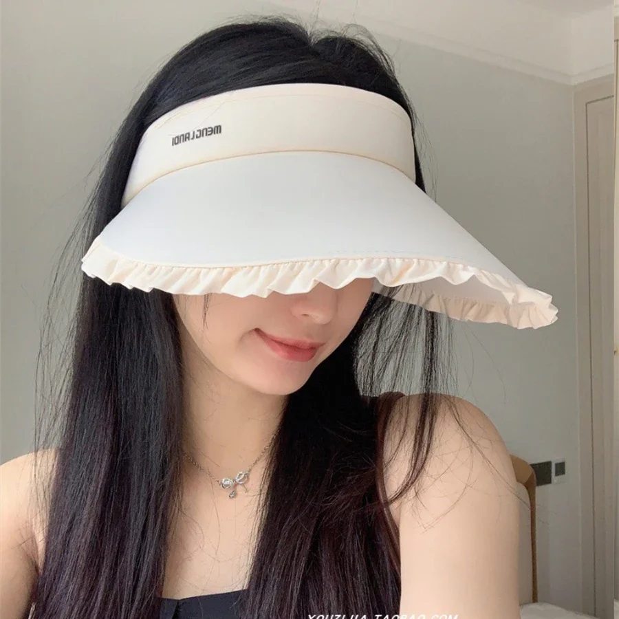 Summer Female Sun Hat Ice Shreds Ultraviolet-proof Golf Cap Women's Wide Brim Visors Outdoor Travel Beach Hat Summer Accessories