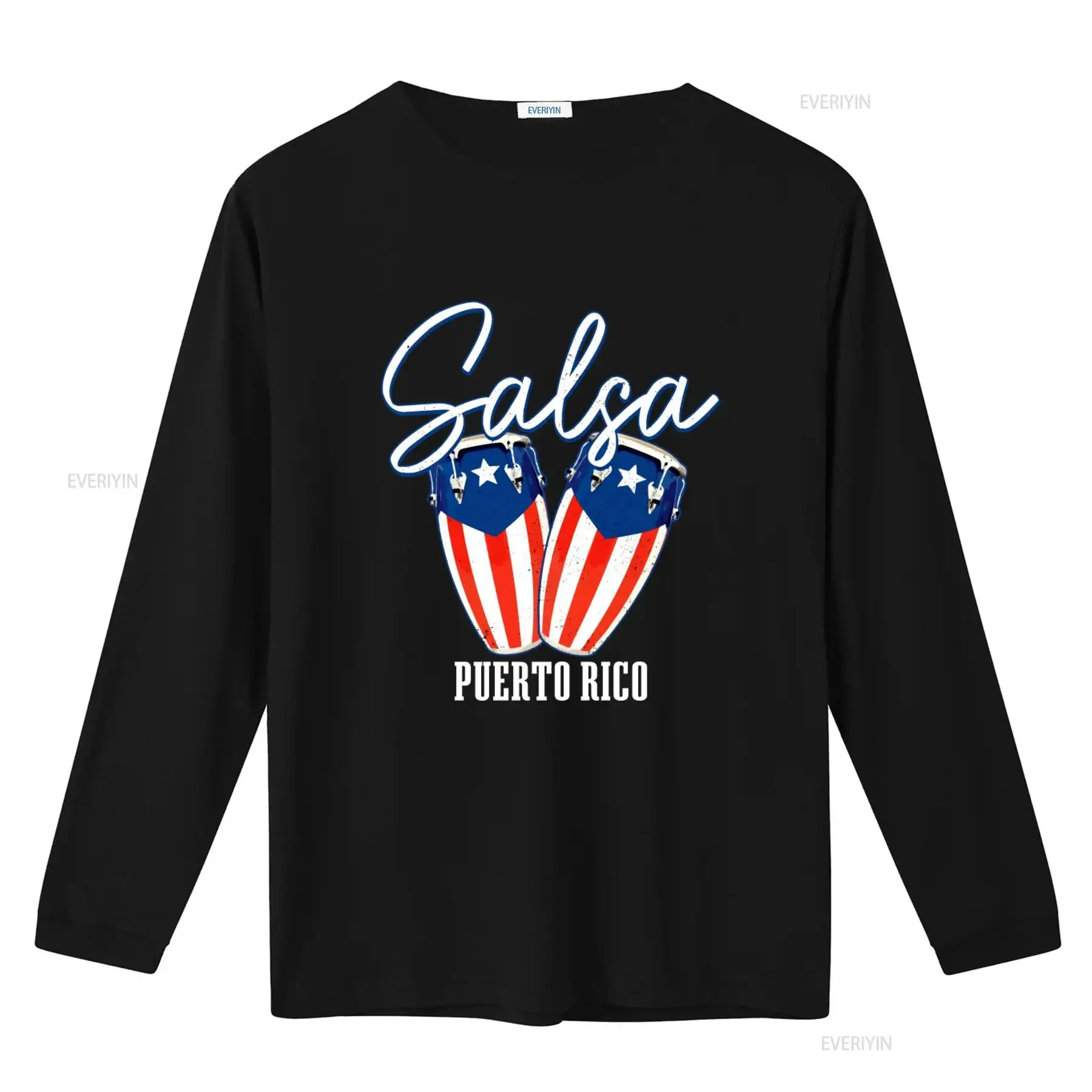 Salsa Puerto Rico Dancing Dancer Rican Flag Pride T shirt for Print  Casual Summer vintage Washed homme Top For Everyday Wear