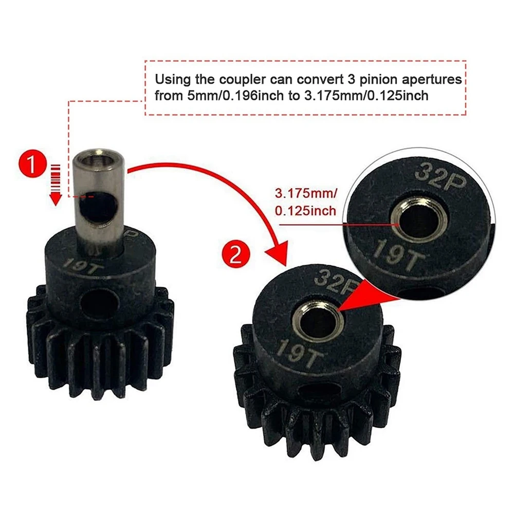 ラジコン車両用モーターシャフトアダプタースリーブ,3.17mm〜5mm,変換シャフト,ボートプレーン,3650, 550, 540モーター,3個