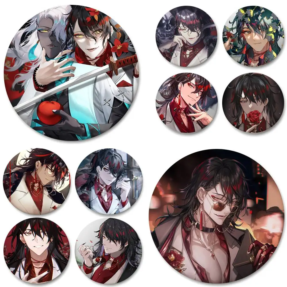 Anime Virtual Idol Vox Akuma Round Badge Creative Brooch Clothing Backpack Accessories Lapel Pin