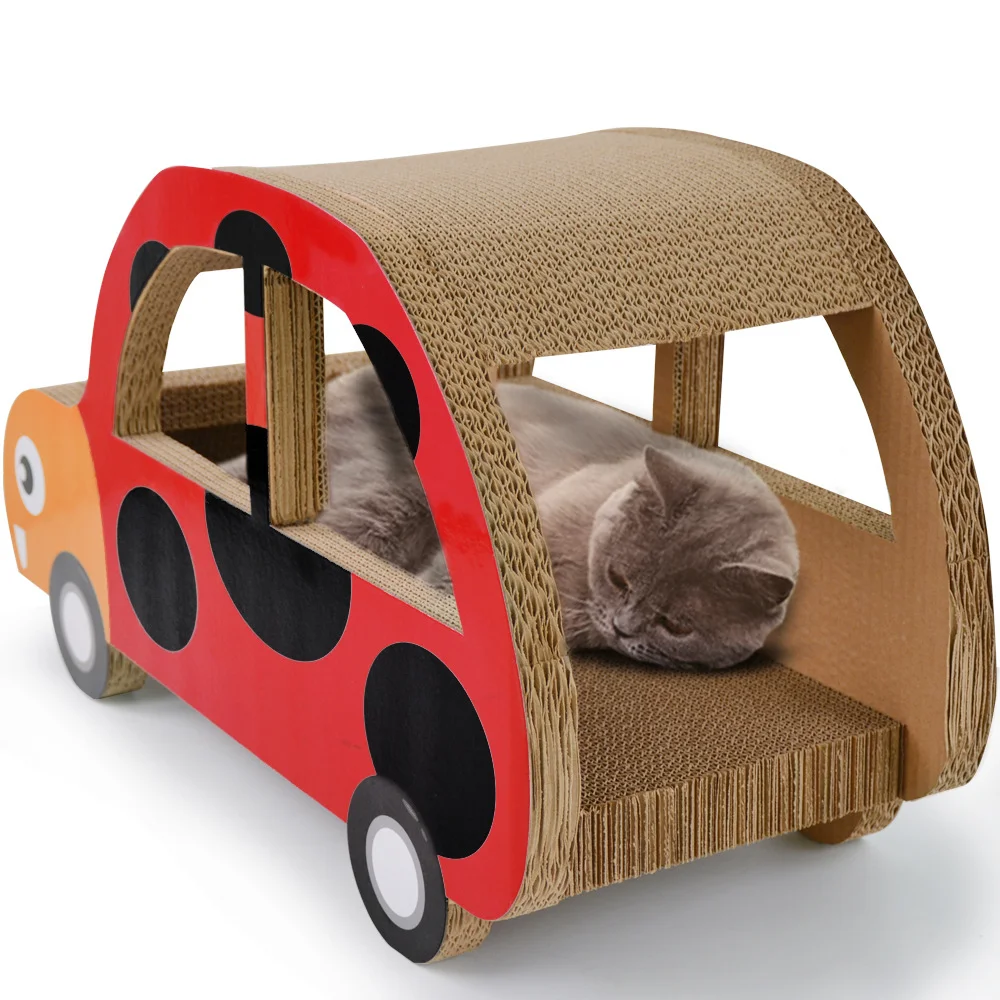 

New Interactive Corrugated Paper Cat Scratcher Toy Car Shape Cat Tree with Grinding Claw for Cats