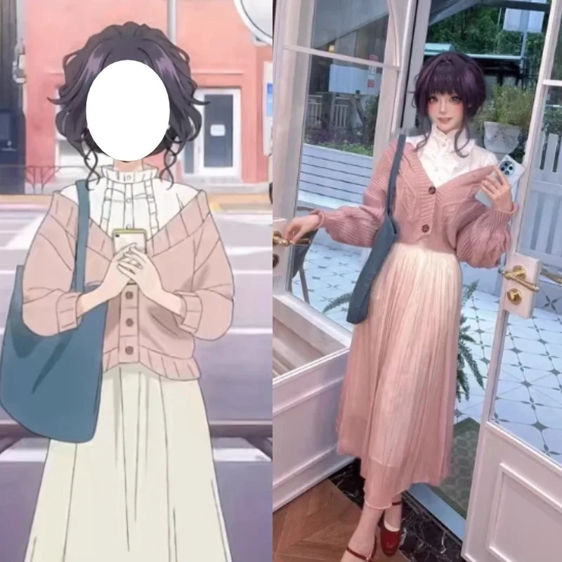 Anime Fragrante Fiore Fiori Waguri Kaoruko Costume Cosplay Cappotto Camicia Gonna Parrucca Vestito per le donne Set quotidiano Vestito da festa di Halloween