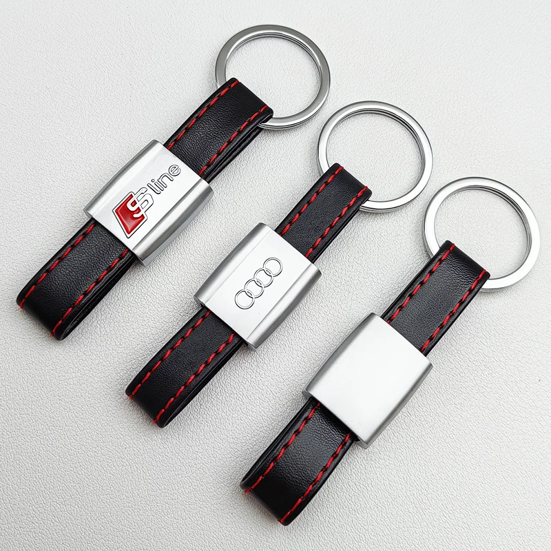 2024 Leather Keyring Luxury S Line Logo Car Keychain For Audi A1 A2 A3 A4 A5 A6 A7 A8 RS S 3 4 5 6 7 Q2 Q3 Q5 Q7 Q8 TT Keychain