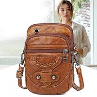 Multi-Functional Soft Leather Small Shoulder Bag For Women Vintage Crossbody Bag Cash Purse Cell phone Baga Handbag Purse