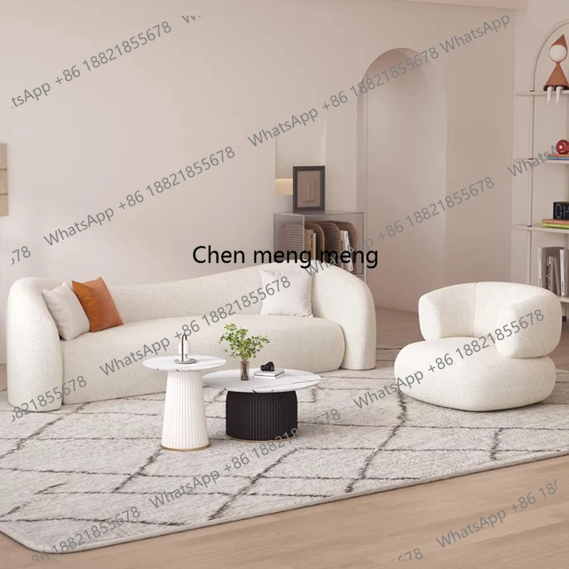 

Nordic Cream Style Curved Sofa Japanese Wabi-Sabi Style Living Room Beauty Salon Reception Sofa Commercial Furniture
