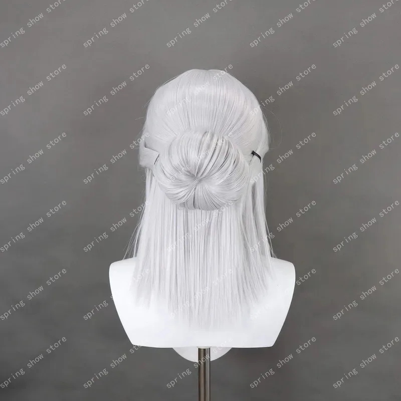 DY20Witcher 3 سيريلا فيونا إلين ريانون سيري كوسبلاي شعر صناعي فضي رمادي متوسط طويل على غرار شعر مستعار كوميدي 25