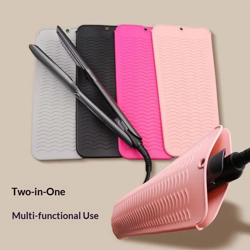 Silicone Heat Resistant Pouch & Mat for Hair Straighteners, Curling Irons – Insulated Storage Bag Protects Surfaces