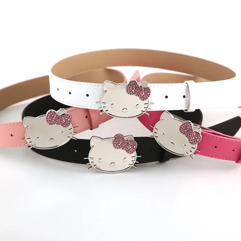 Hello Kitty Sanrio  Belt Sanrioed Accessories with Diamond Belt Spice Y2k Belt Woman Punk Spice Girl Personality Vintage Gifts