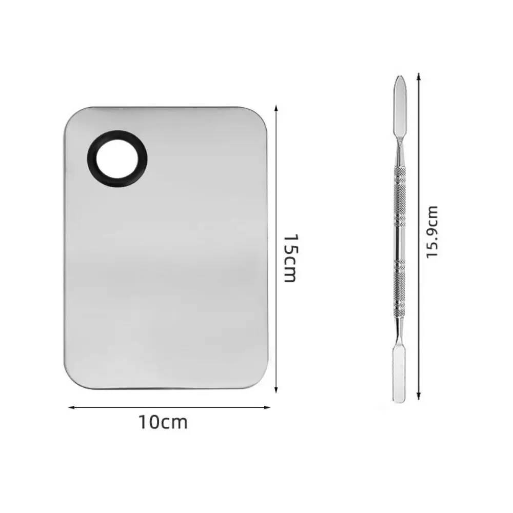 

Beauty Steel Cosmetic Palette Multifunctional Spatula Stainless Steel Makeup Plate Tray Silver Foundation Eye Shadow Mixing Tool
