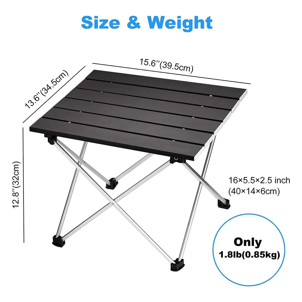 1PCS Folding Camping Table Aluminum Beach Table For Sand With Carrying Bag For Outdoor Picnic BBQ Hiking Backpacking