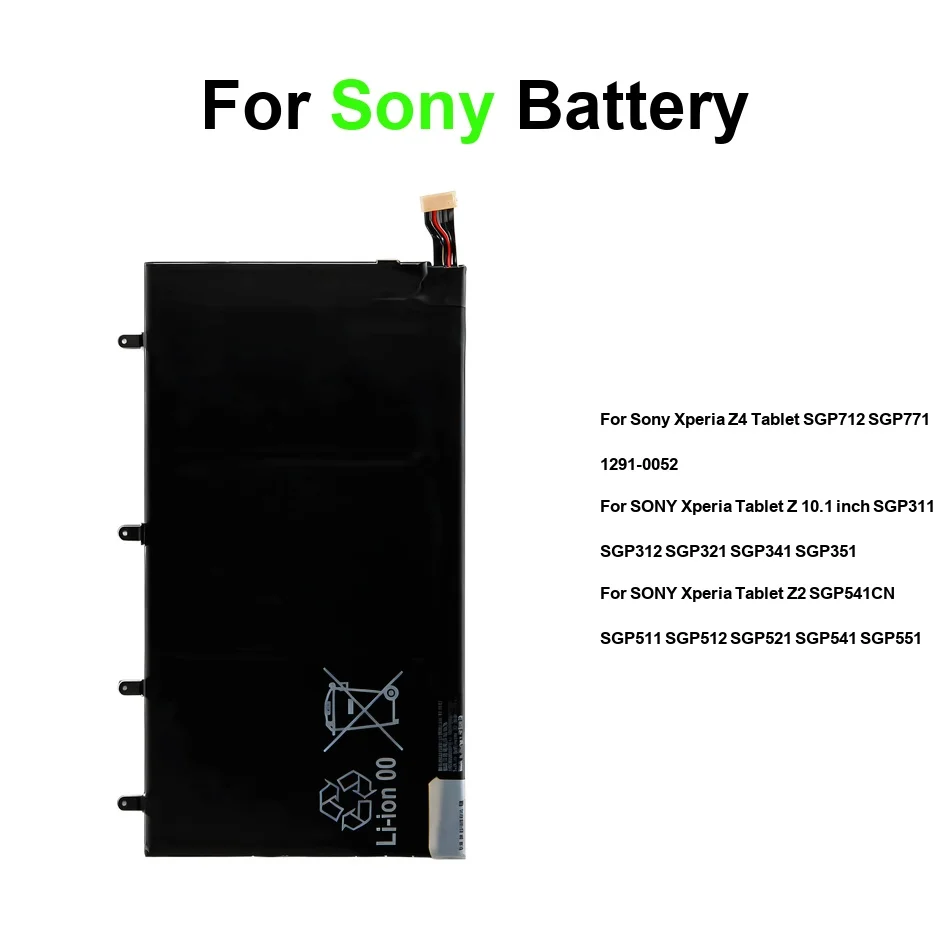 

6000mAh Tablet Battery LIS2210ERPX LIS2210ERPC LiS3096ERPC LIS2206ERPC For Sony Xperia Tablet Z2 Z4 10.1