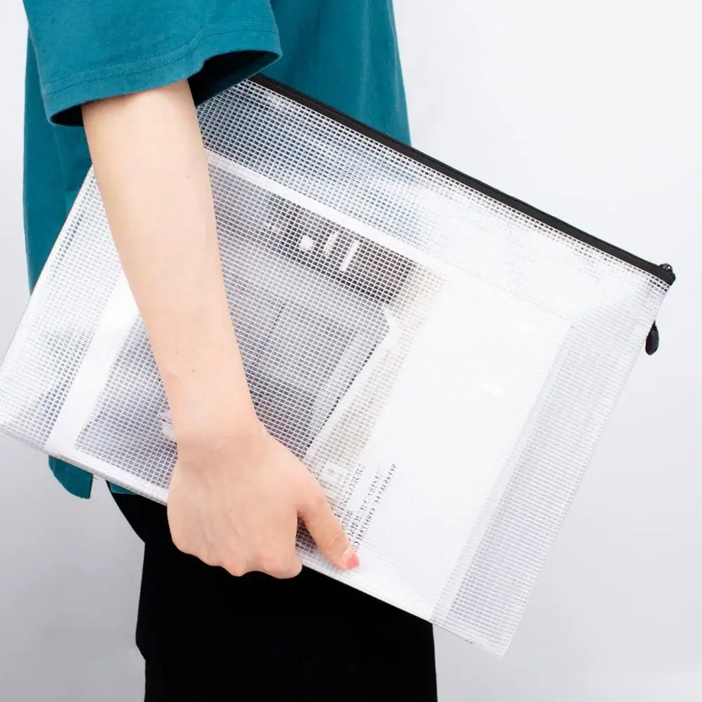 Pvc File Holder Durable Waterproof File Holder Zipper Pouch for School Office Supplies 12pcs Transparent Reusable Storage Bag