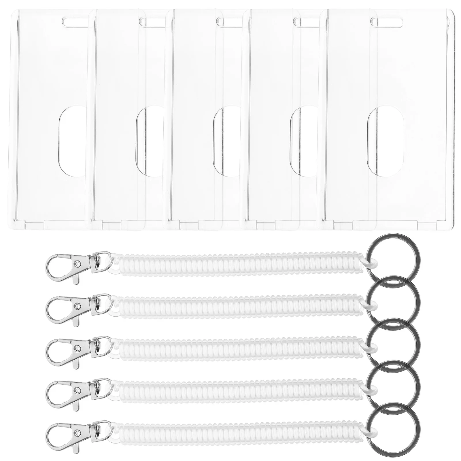 

5Sets CardHolder WristStrap Transparent ProtectiveCase Keychain BusCard WorkBadge HardCardCase VerticalCardSleeve ReusableId