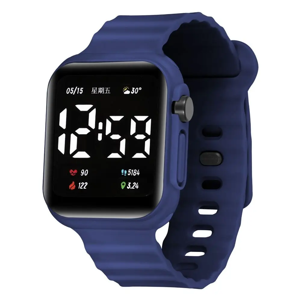 Jam Tangan Elektronik Tali TPE Kualitas Tinggi Jam Alarm Multifungsi LED Jam Tangan Universal Tampilan Digital untuk Anak-anak