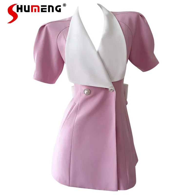 

Summer New Professional Style Business Suit And Dress Small Pink To Make You Younger Short Dresses Backless Vestidos De Mujer