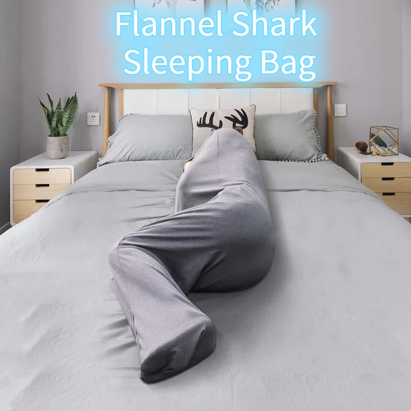 Portable Shark Sleeping Bag,Comfortable Mobile Sleeping Bag for Home and Travel,Super Soft Flannel Parent-Child Home Sleeping