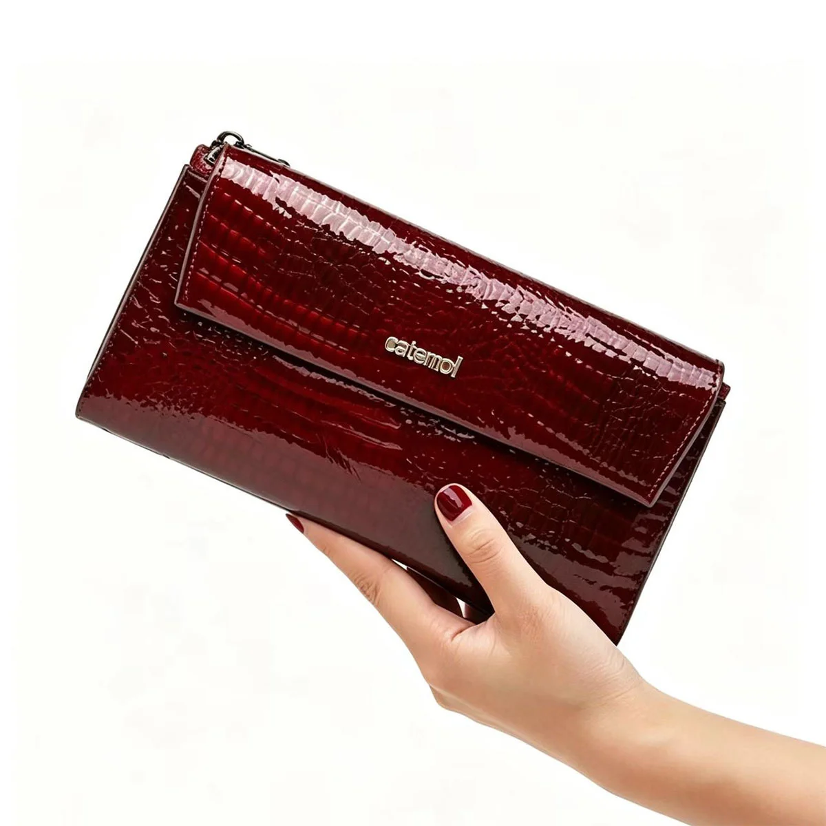 

Magnetic Clasp Women Genuine Leather Purse 2026 New RFID Card Holder Wallet Alligator Pattern Large Capacity Clutch Bag