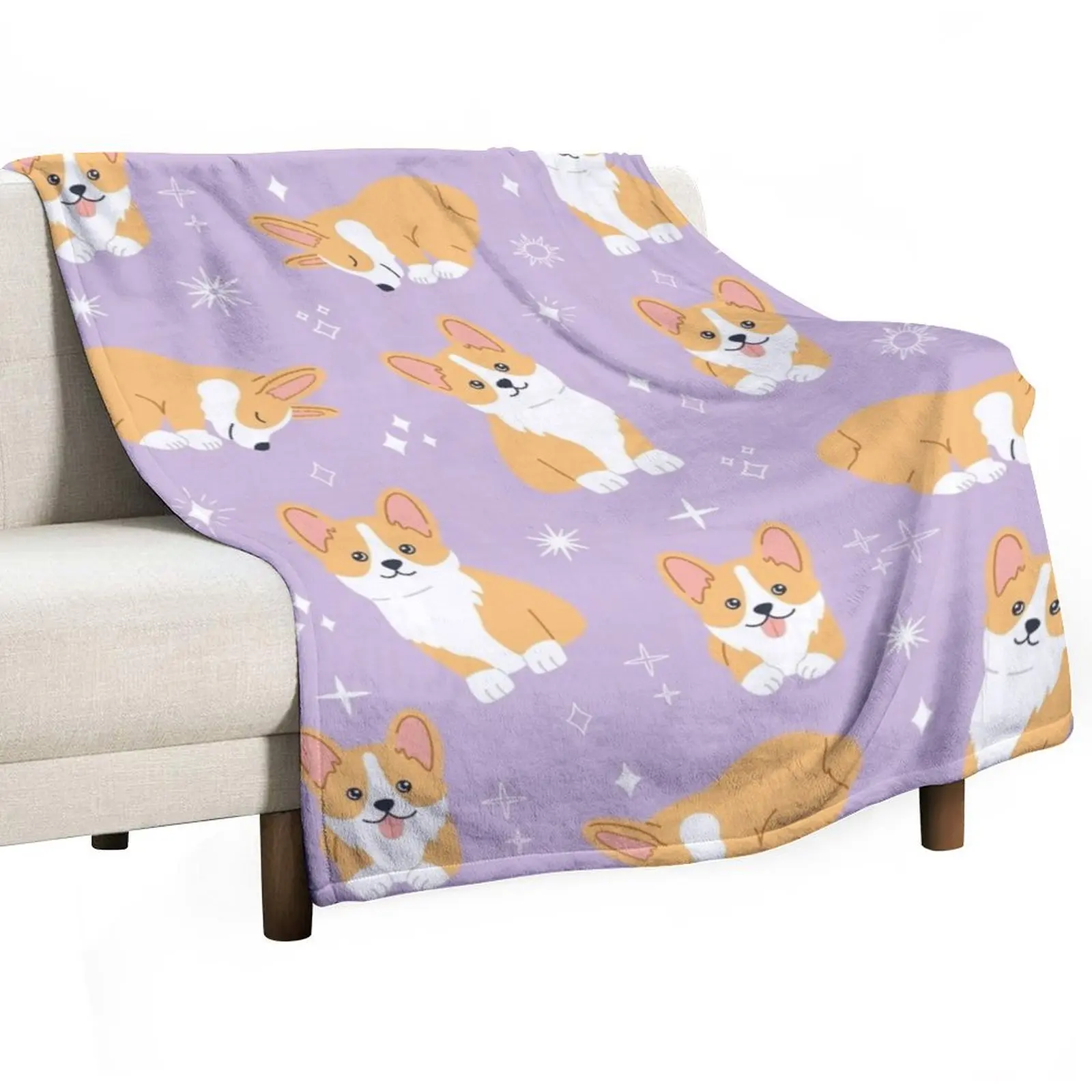 

Jolly corgis in Purple Throw Blanket For Baby Winter beds Nap Bed Fashionable Blankets