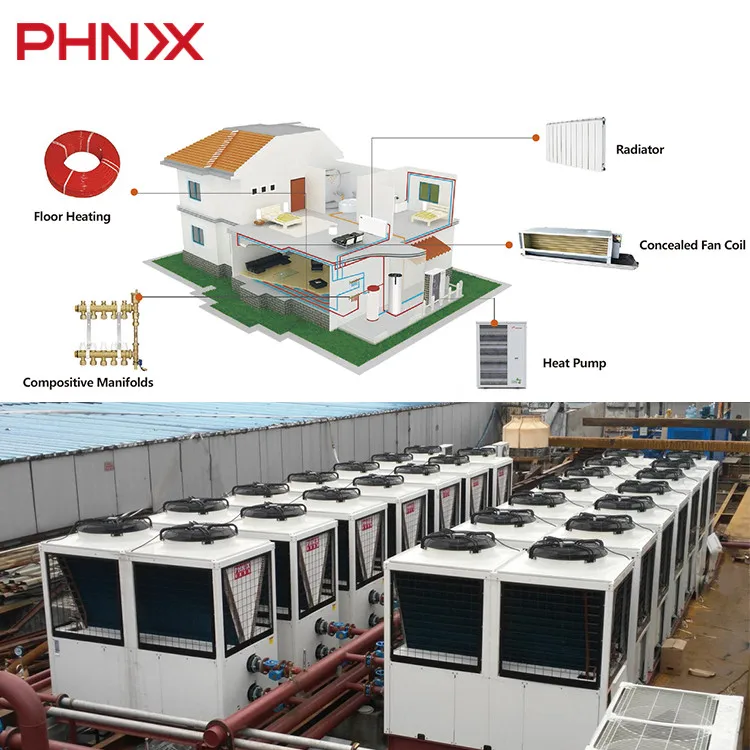 PHNIX -30C R410A Bomba de calor China Evi Bomba de calor de agua 10kW 20Kw Bomba de calor Inversor de aire a agua 14Kw