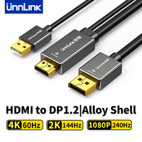 Unnlink 4K 60Hz HDMI to DisplayPort 1.2 Converter Cable 1.8m 2K 144Hz HDMI Signal Source to DP Screen