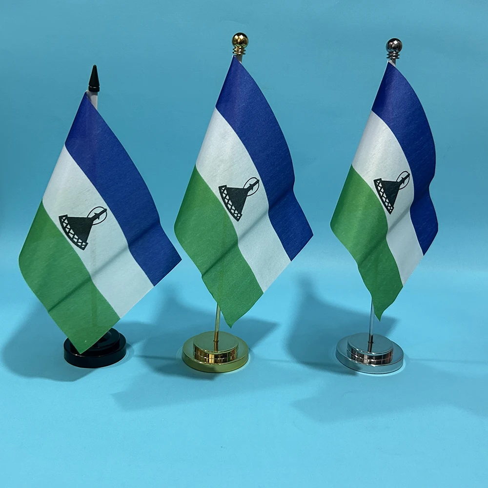 Office Desk Flag Of Lesotho flag 14x21cm polyester Lesotho flag National Flag Country Banner Desk Ornaments Flags