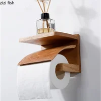 Solid Wood Tissue Holder Toilet Paper Towel Rack Wall-mounted Toilet Roll Holder Napkin Holders Tissue Box Storage Rack Shelf 4