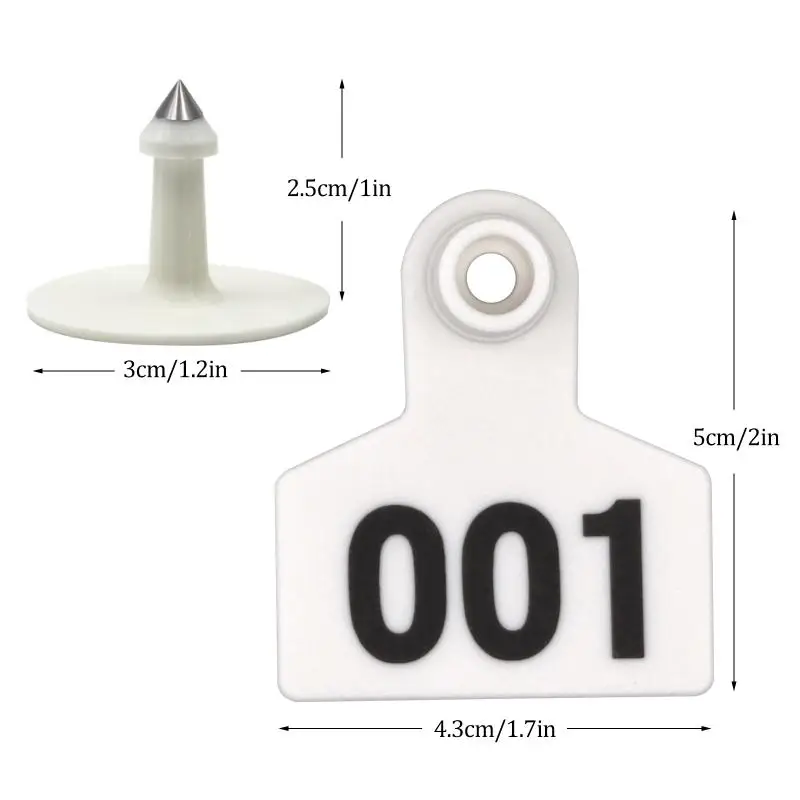 100Pcs Cow Ear Tags Animal Ear Tag Cards 001-100 Pig Goat Ear Tag 3 Colors Digital Identification Farm Animal Livestock Feeding