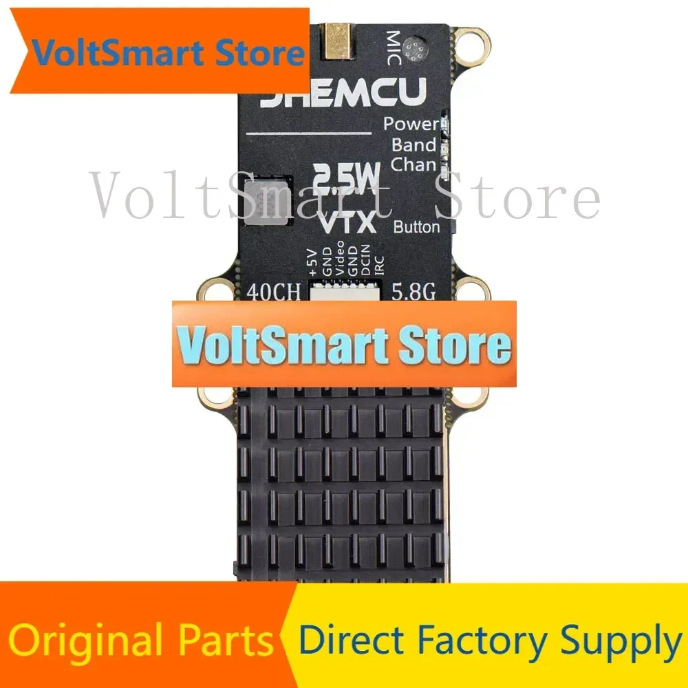 VoltSJHEMCU 2.5W VTX 5.8G 40CH Adjustable FPV Transmitter Built-in Microphone Heat Sink 2-6S 30X30mm For RC Airplane FPV Long Ra