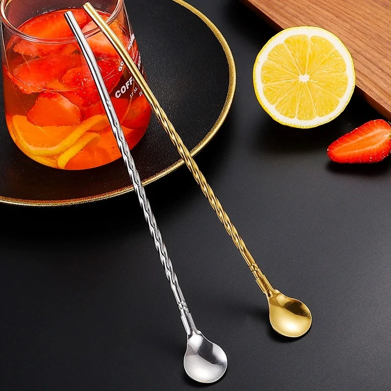 1Pcs Reusable Straw Spoon Stainless Steel Metal Colorful Straw Cocktail Drinking Straw Spoon Milk Bar Coffee Stirring Accessory
